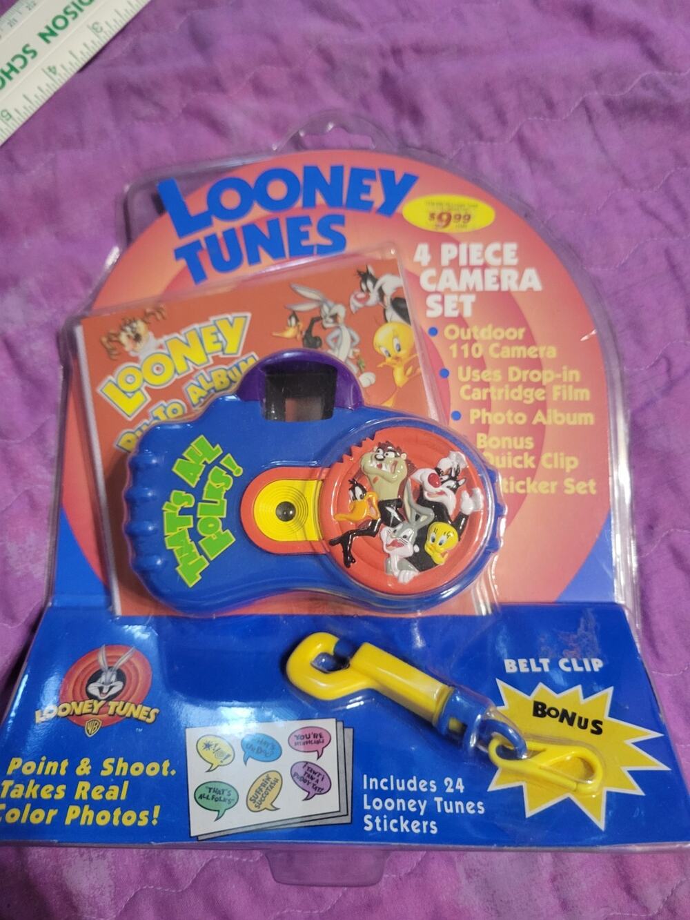 New Vintage Looney Tunes Looney Photo Outfit Album 4 Piece Camera Set NOS 1998